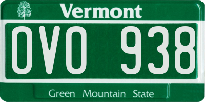 VT license plate OVO938