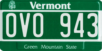 VT license plate OVO943