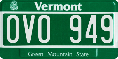 VT license plate OVO949
