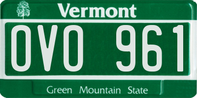 VT license plate OVO961