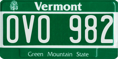 VT license plate OVO982