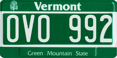 VT license plate OVO992
