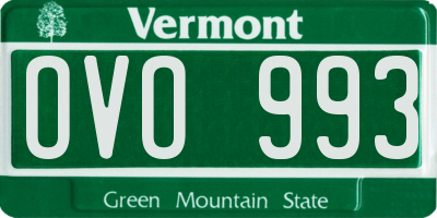 VT license plate OVO993