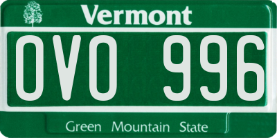 VT license plate OVO996