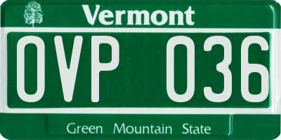 VT license plate OVP036