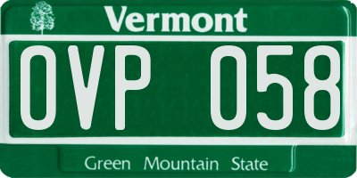 VT license plate OVP058