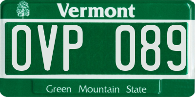 VT license plate OVP089