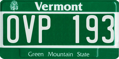 VT license plate OVP193