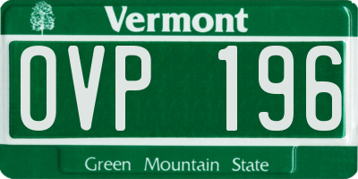 VT license plate OVP196