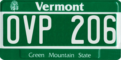 VT license plate OVP206