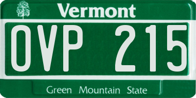 VT license plate OVP215