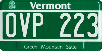 VT license plate OVP223