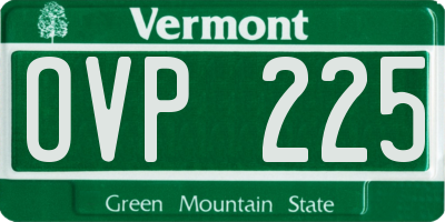 VT license plate OVP225