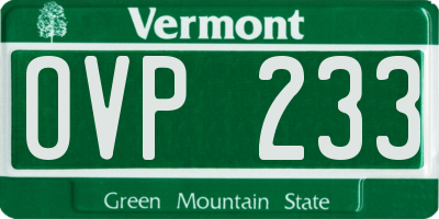VT license plate OVP233