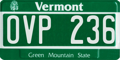 VT license plate OVP236