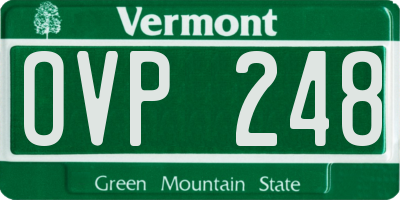 VT license plate OVP248