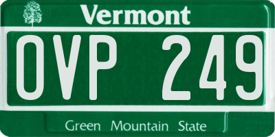VT license plate OVP249
