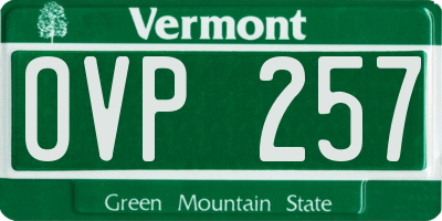 VT license plate OVP257