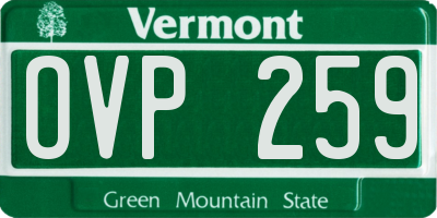VT license plate OVP259