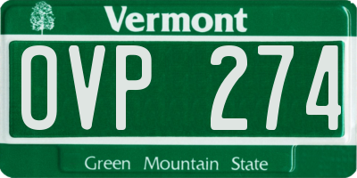 VT license plate OVP274