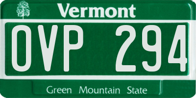 VT license plate OVP294