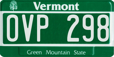 VT license plate OVP298