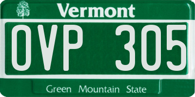 VT license plate OVP305