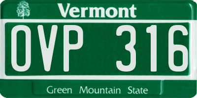 VT license plate OVP316