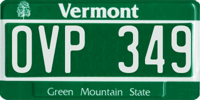 VT license plate OVP349