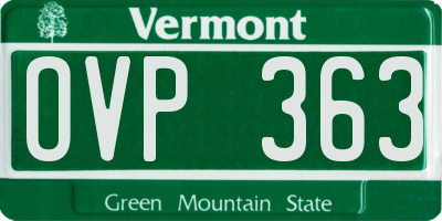 VT license plate OVP363