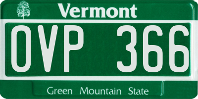 VT license plate OVP366