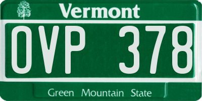 VT license plate OVP378