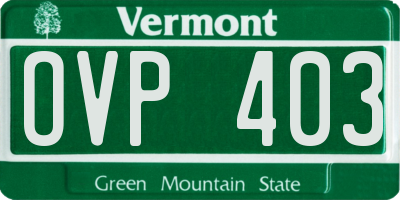 VT license plate OVP403