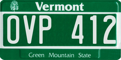 VT license plate OVP412
