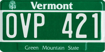 VT license plate OVP421