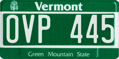 VT license plate OVP445