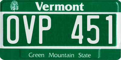 VT license plate OVP451