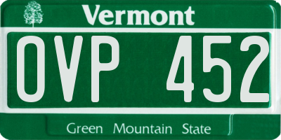 VT license plate OVP452