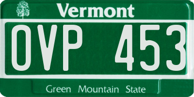 VT license plate OVP453