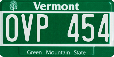 VT license plate OVP454