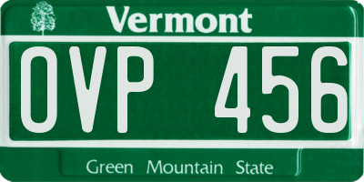 VT license plate OVP456