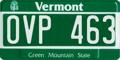VT license plate OVP463