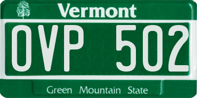 VT license plate OVP502