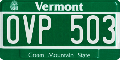 VT license plate OVP503