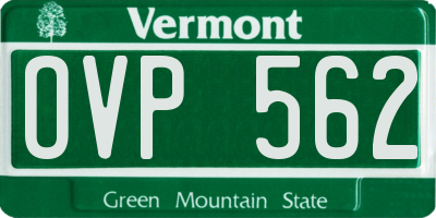 VT license plate OVP562