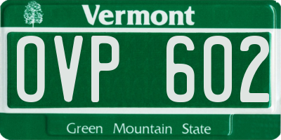 VT license plate OVP602