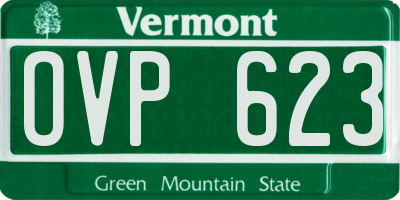 VT license plate OVP623