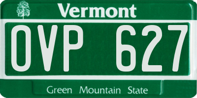 VT license plate OVP627