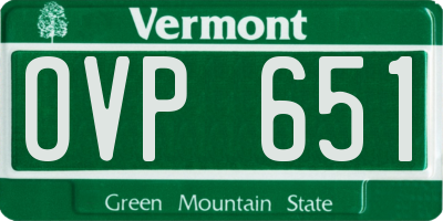 VT license plate OVP651