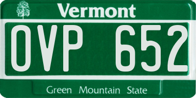 VT license plate OVP652
